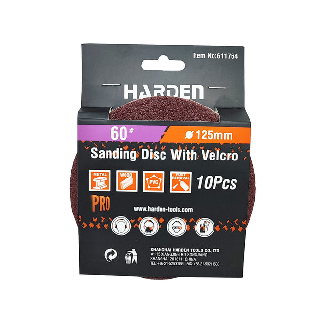 10 piezas 125 mm × 60# disco lija velcro Harden
